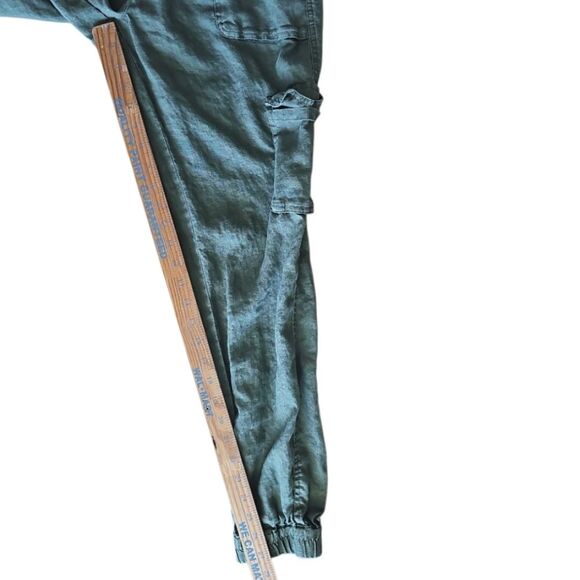 Artisan NY 100% Linen Cargo Jogger Pants Sz S Olive Green Minimalist Lightweight - Picture 12 of 15